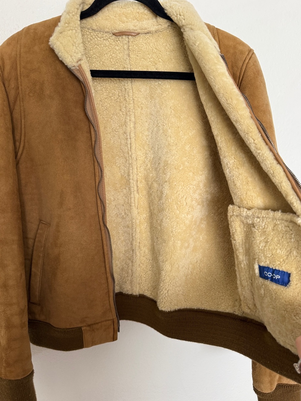 Vintage Barneys CO-OP Suede Shearling Bomber Jacket Brown Cropped - Picture 7 of 11